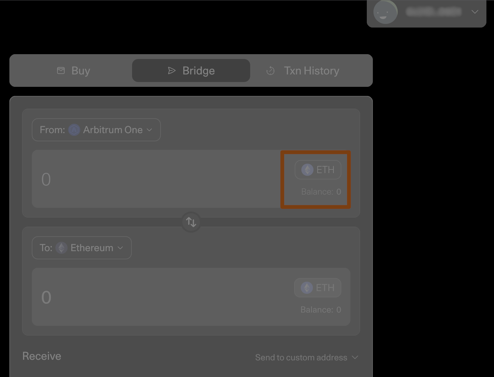Select the token to withdraw